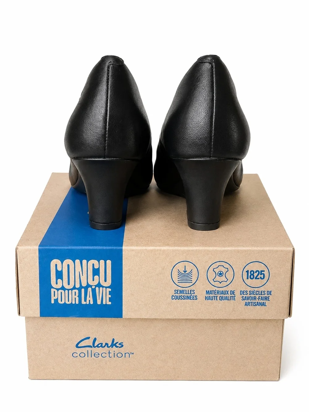 Clarks Collection Black Leather Wedge Pumps Womens Sizes 7-11 NIB Comfort
